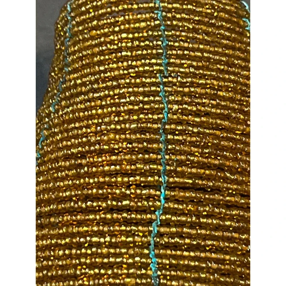 Handmade Beaded Napkin Rings Set of 2 Gold Silver Tapered Conical Table Decor